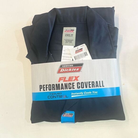 Dickies Flex Performance Coverall Work Wear Navy Long  Sleeve Sz 2X Large Tall T - Picture 1 of 5